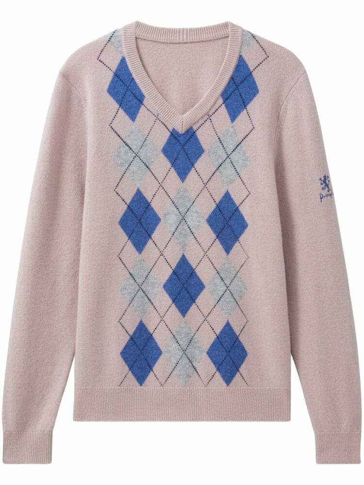 Pringle of Scotland argyle v-neck sweater - Pink Cover