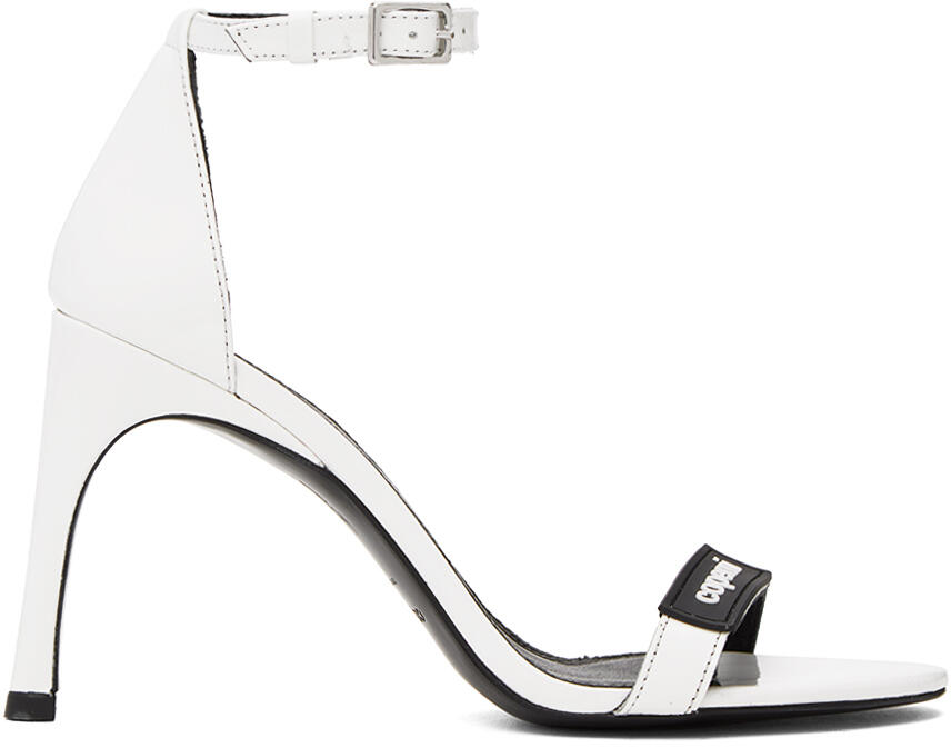 Coperni White Patent Skinny Strap Logo Heeled Sandals Cover