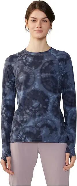 Mountain Hardwear Crater Lake Long Sleeve (Blue Slate Spore Dye Print) Women's Clothing Cover