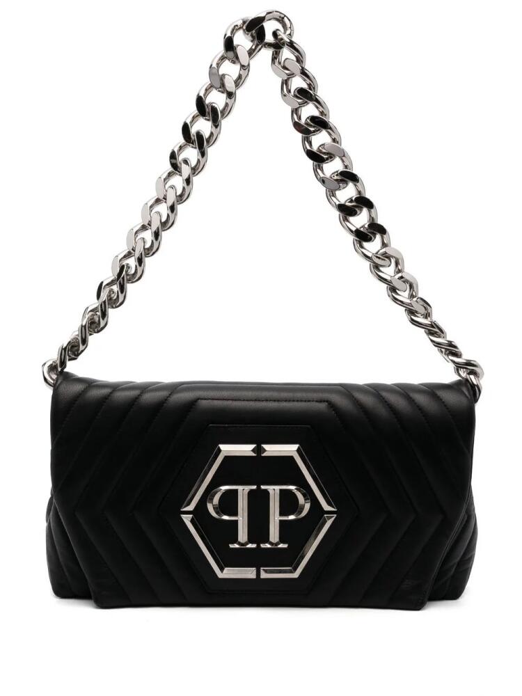 Philipp Plein Hexagon logo-plaque quilted shoulder bag - Black Cover