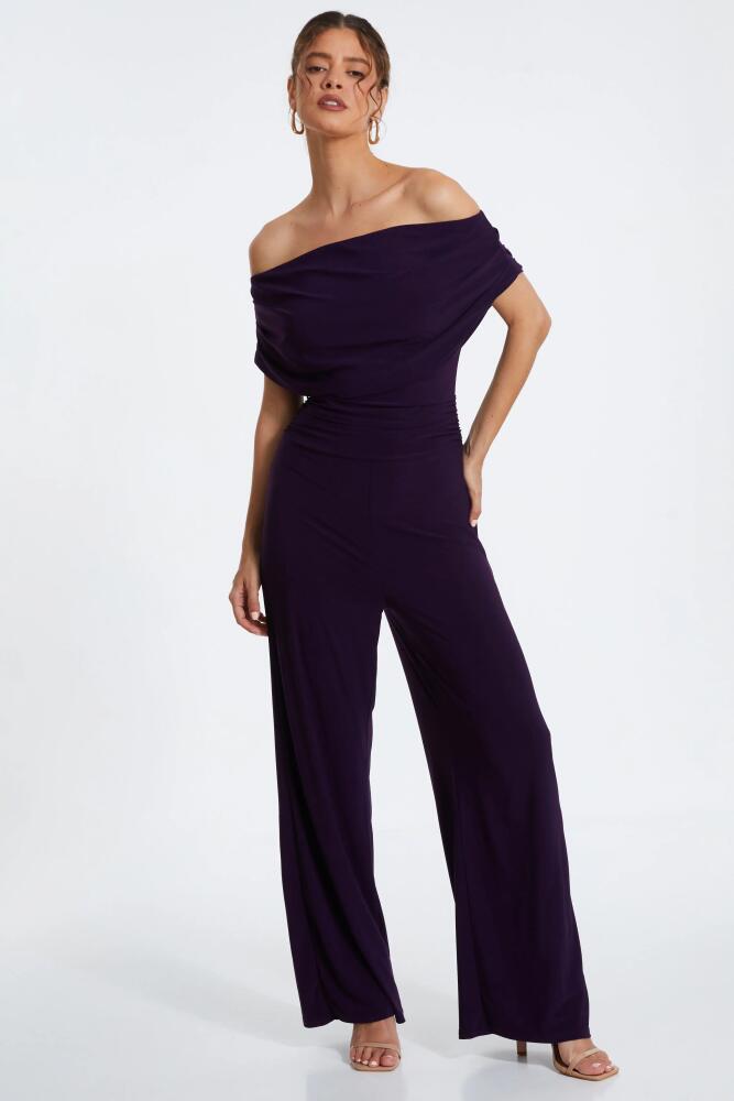 QUIZ ITY Bardot Palazzo Jumpsuit in Plum Cover