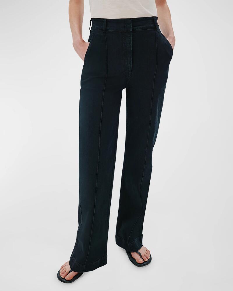 Another Tomorrow High Waist Flare Leg Denim Trousers Cover