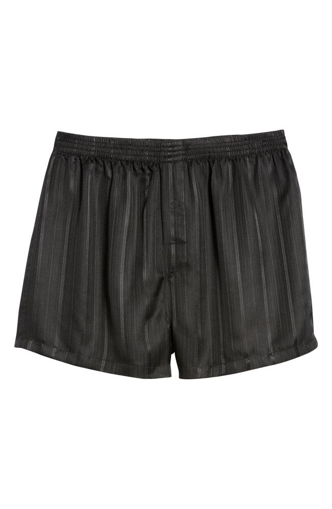 Majestic International Herringbone Stripe Silk Boxer Shorts in Night Cover