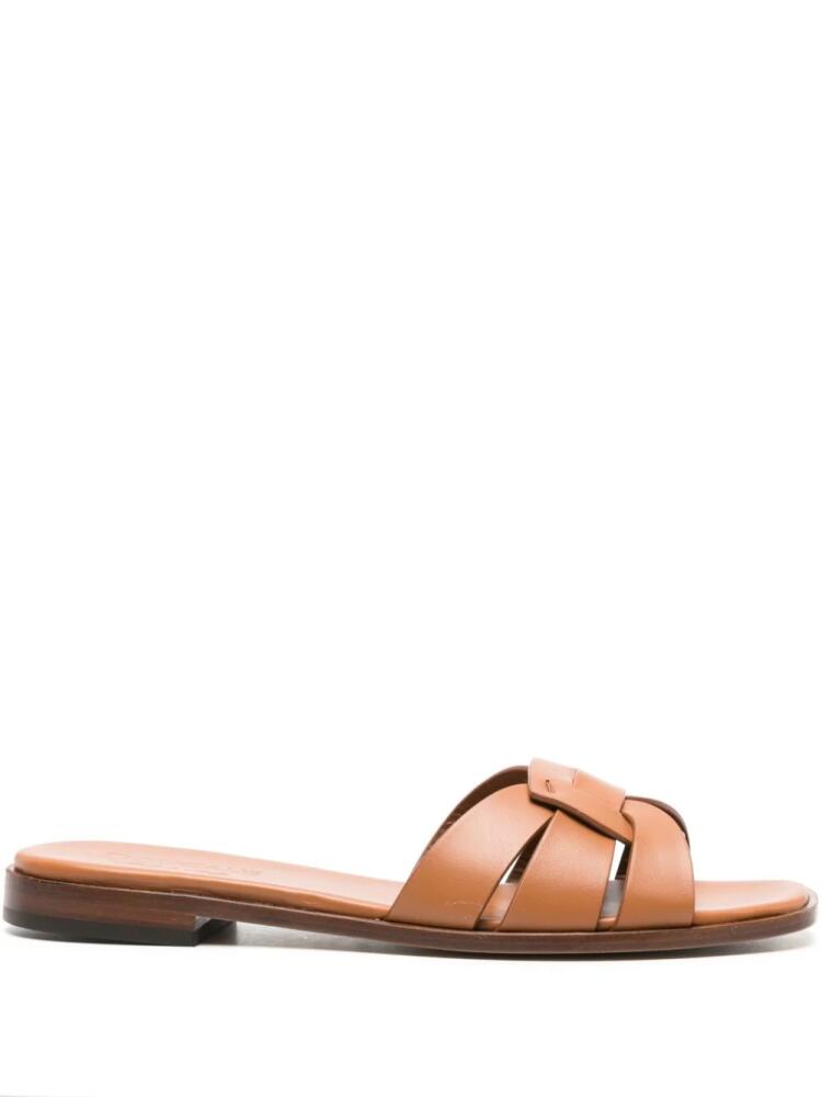 Doucal's cut-out leather slides - Brown Cover