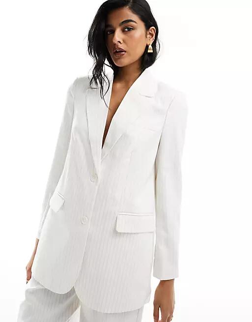 ONLY loose fit blazer in white pinstripe - part of a set Cover