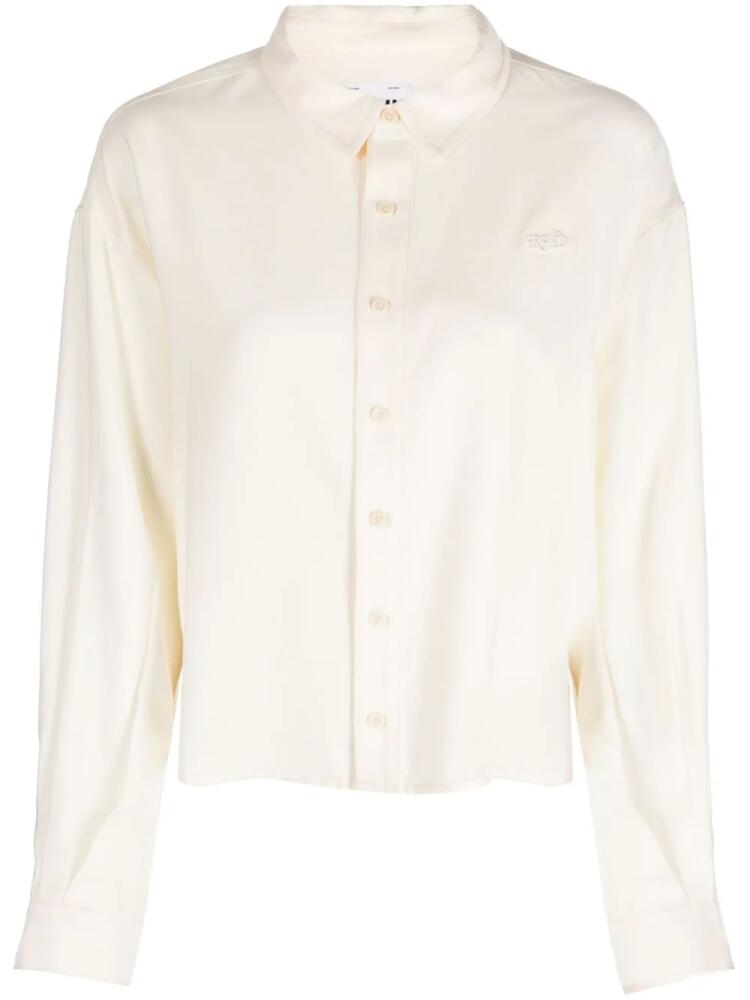 izzue slogan-embroidered button-up shirt - Neutrals Cover