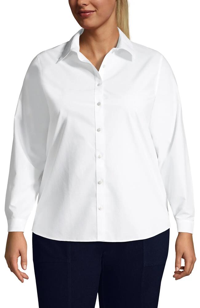 Lands' End Plus Size No Iron Button Front Shirt in White Cover