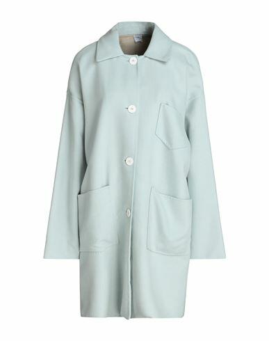 Fedeli Woman Overcoat & Trench Coat Sky blue Virgin Wool, Silk Cover