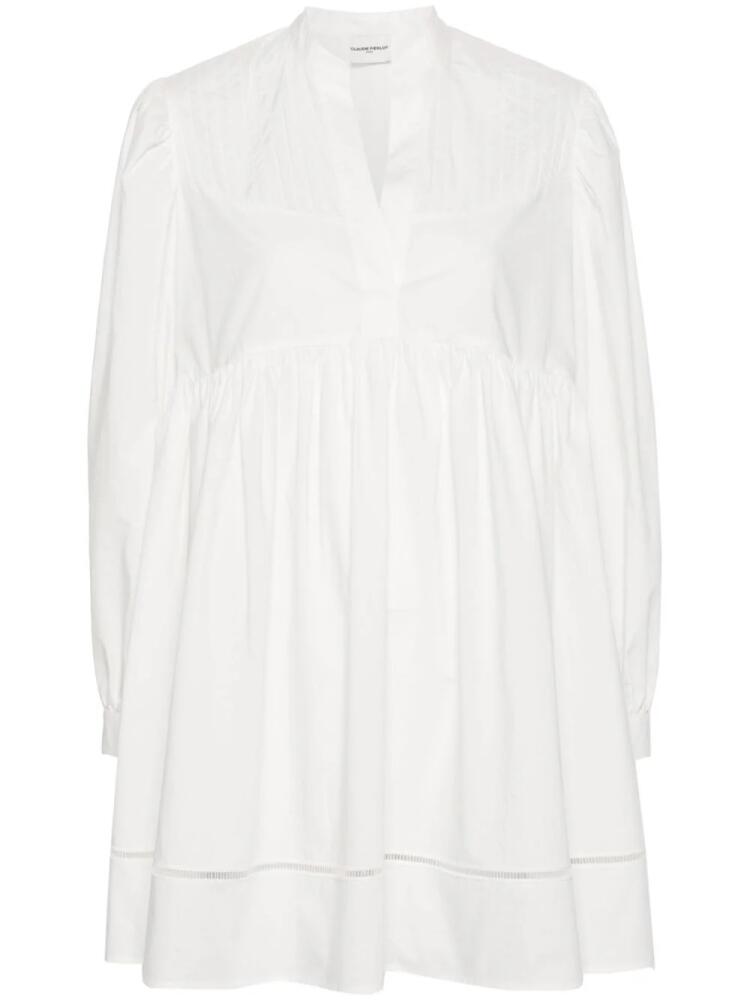 Claudie Pierlot pleated organic cotton minidress - White Cover