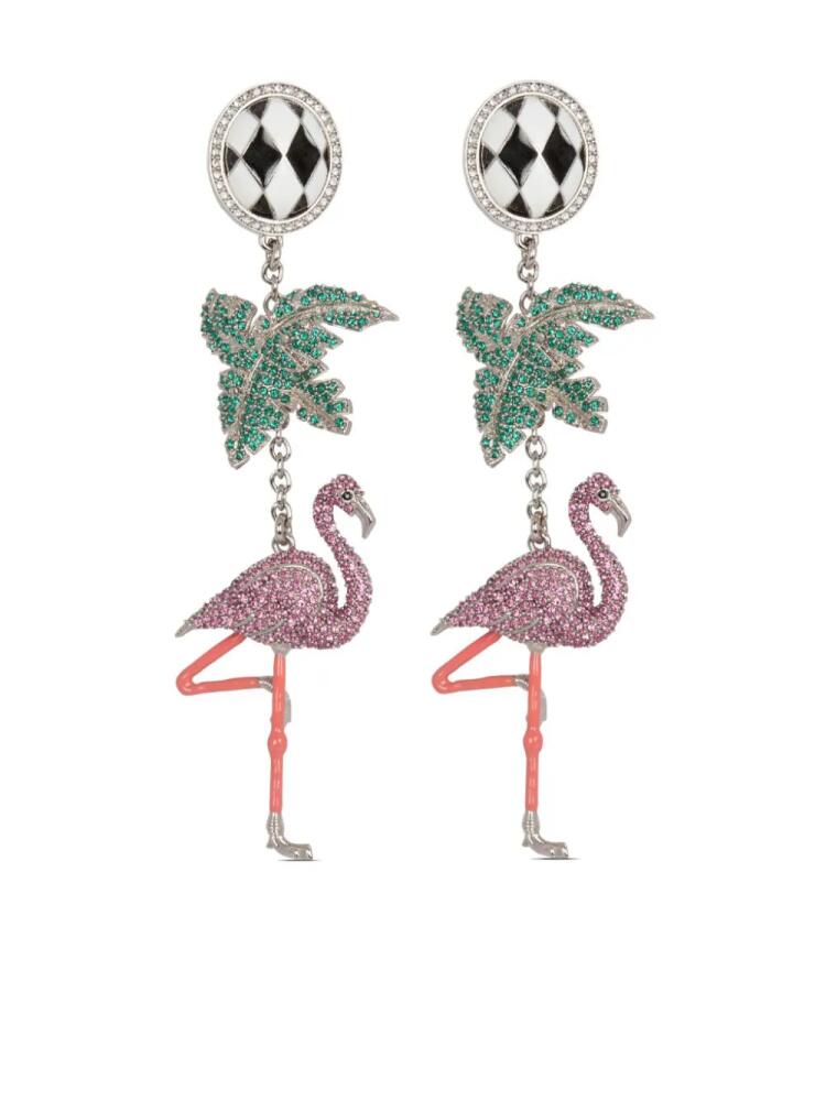 Balmain Flamingo crystal drop earrings - Pink Cover