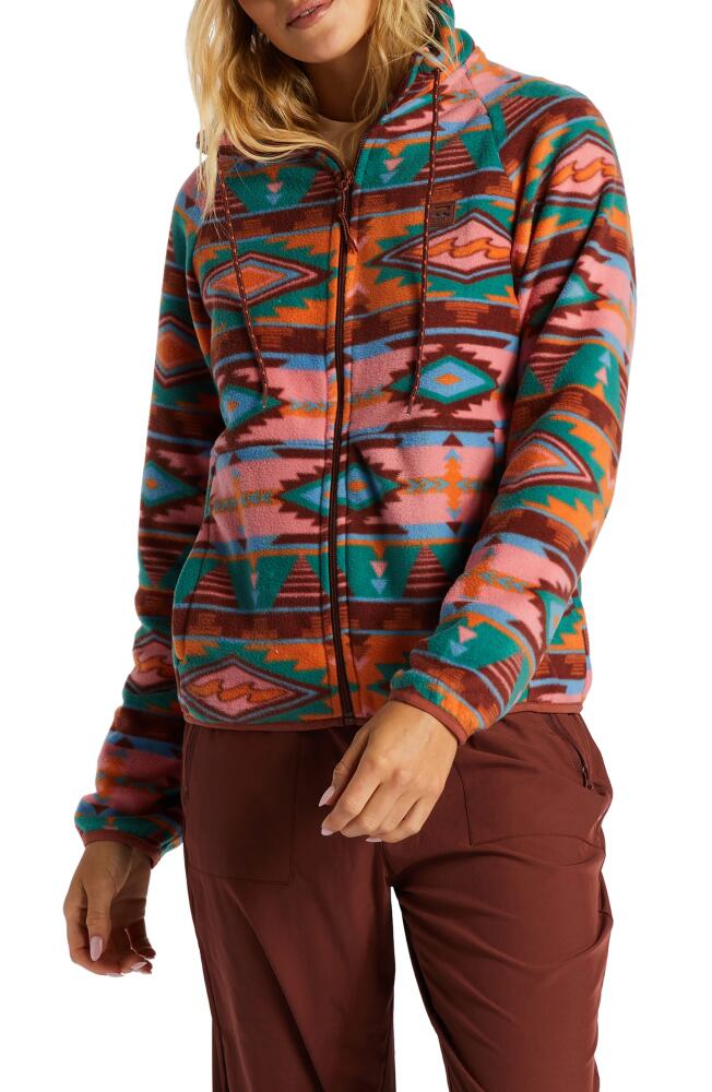 Billabong Boundary Lite Print Water Repellent Zip-Up Fleece Jacket in Rosewood Cover