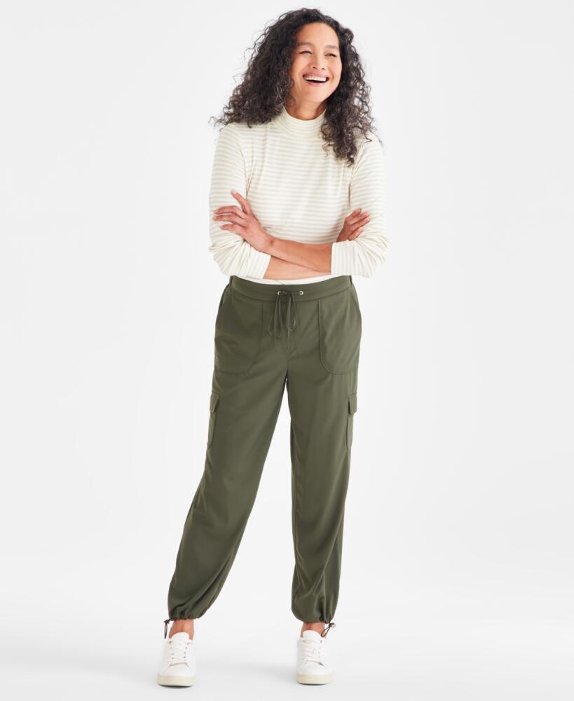 Style & Co Women's Cropped Utility Cargo Pants, Created for Macy's - Midnight Olive Cover