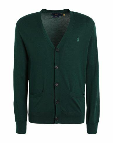 Polo Ralph Lauren Slim Fit Washable Merino Wool Cardigan Man Cardigan Dark green Wool Cover