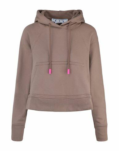 Off-white Monogram Cropped Hoodie Woman Sweatshirt Beige Cotton Cover