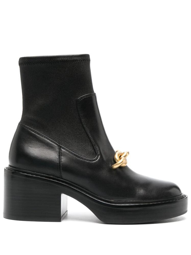 Coach 75mm chain-link detailing leather boots - Black Cover