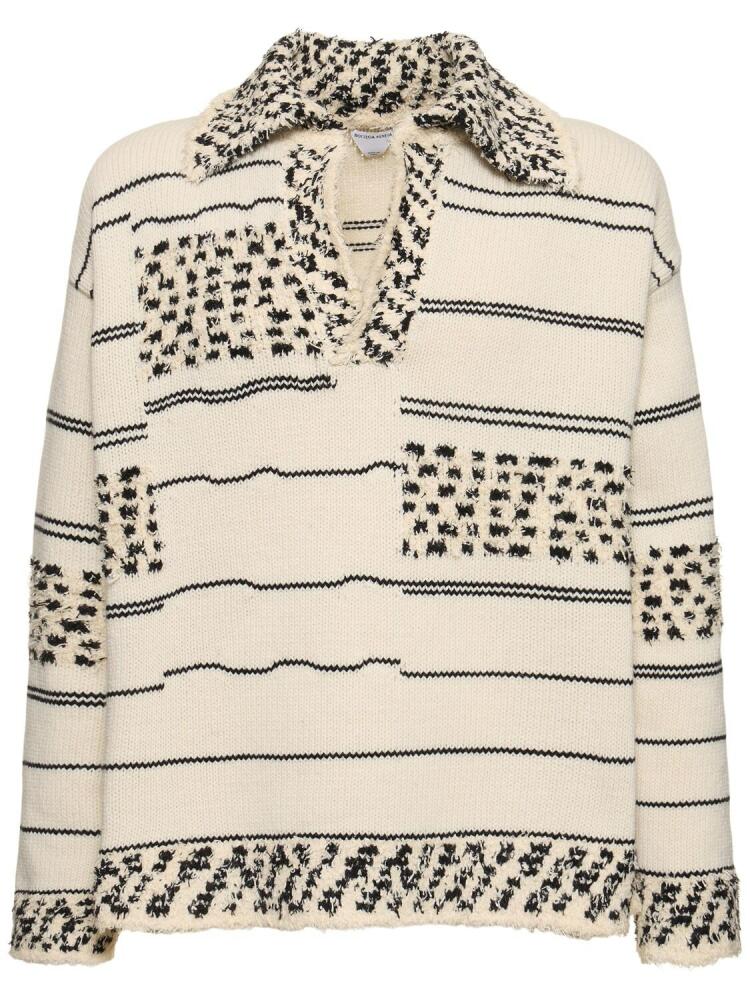 BOTTEGA VENETA Textured Cotton & Wool Polo Sweater Cover