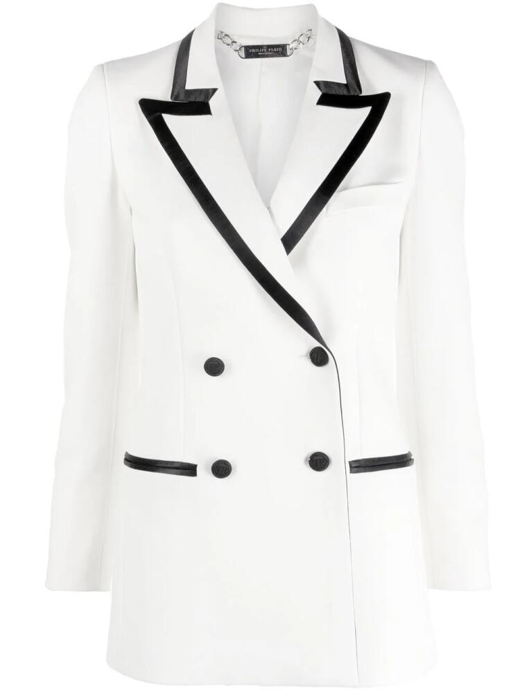 Philipp Plein contrasting-trim detail blazer - White Cover