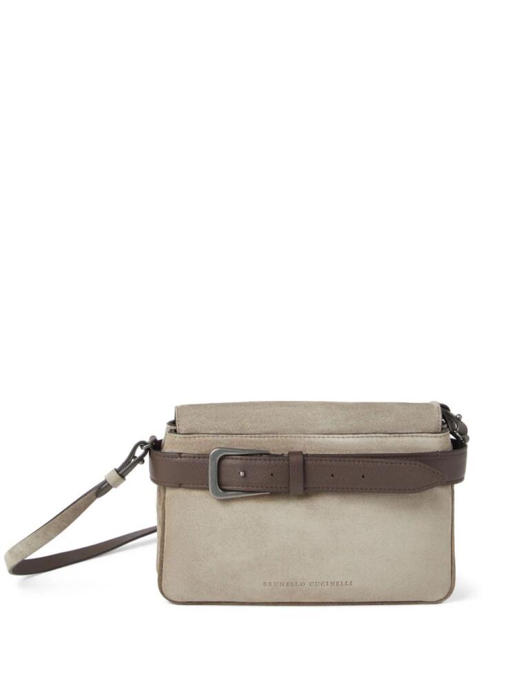 Brunello Cucinelli belted leather crossbody bag - Neutrals Cover