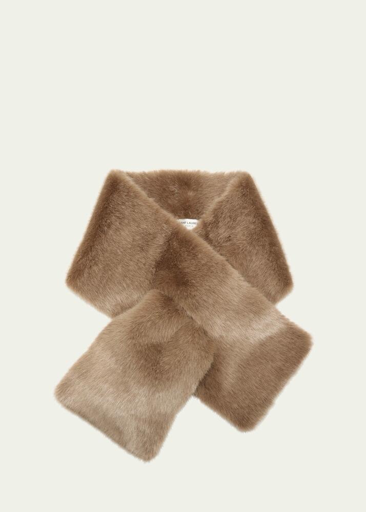 Saint Laurent Brown Faux Fur Pull-Through Scarf Cover