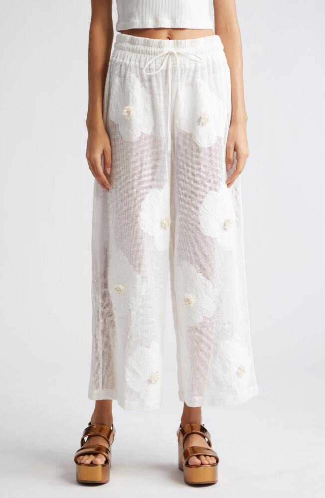 FARM Rio White Flower Cotton Cover-Up Pants Cover