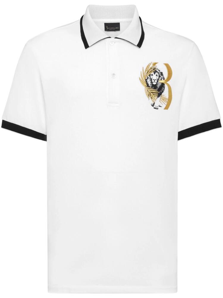 Billionaire logo-embroidered cotton polo shirt - White Cover