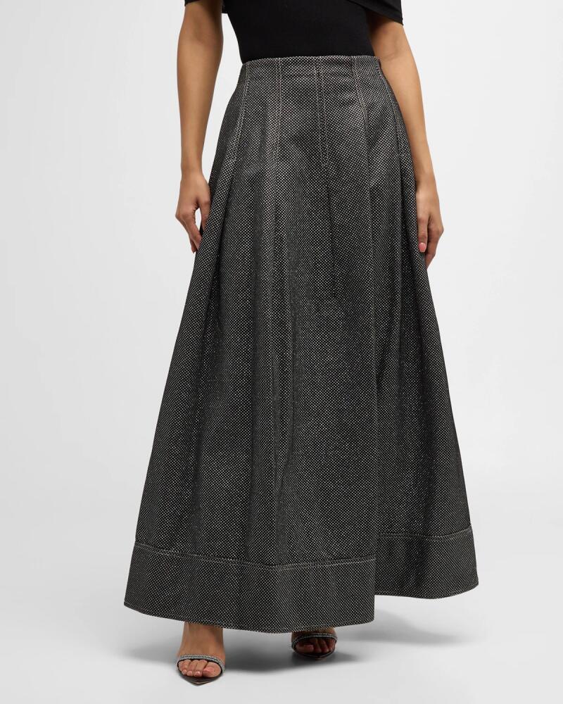 SIMKHAI Raja Pleated Metallic A-Line Maxi Skirt Cover