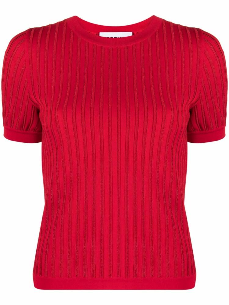 Moschino stripe-embroidered ribbed-knit top Cover