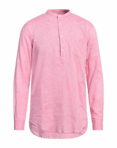 Daniele Alessandrini Homme Man Shirt Pink Size 15 ¾ Linen, Cotton Cover