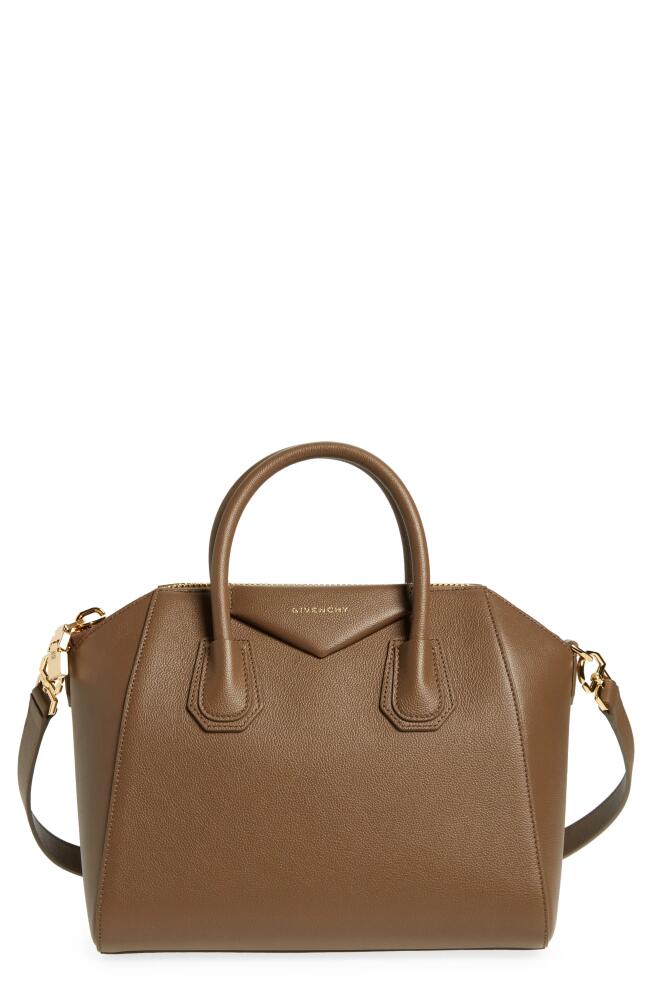 Givenchy Small Antigona Leather Satchel in Taupe Cover