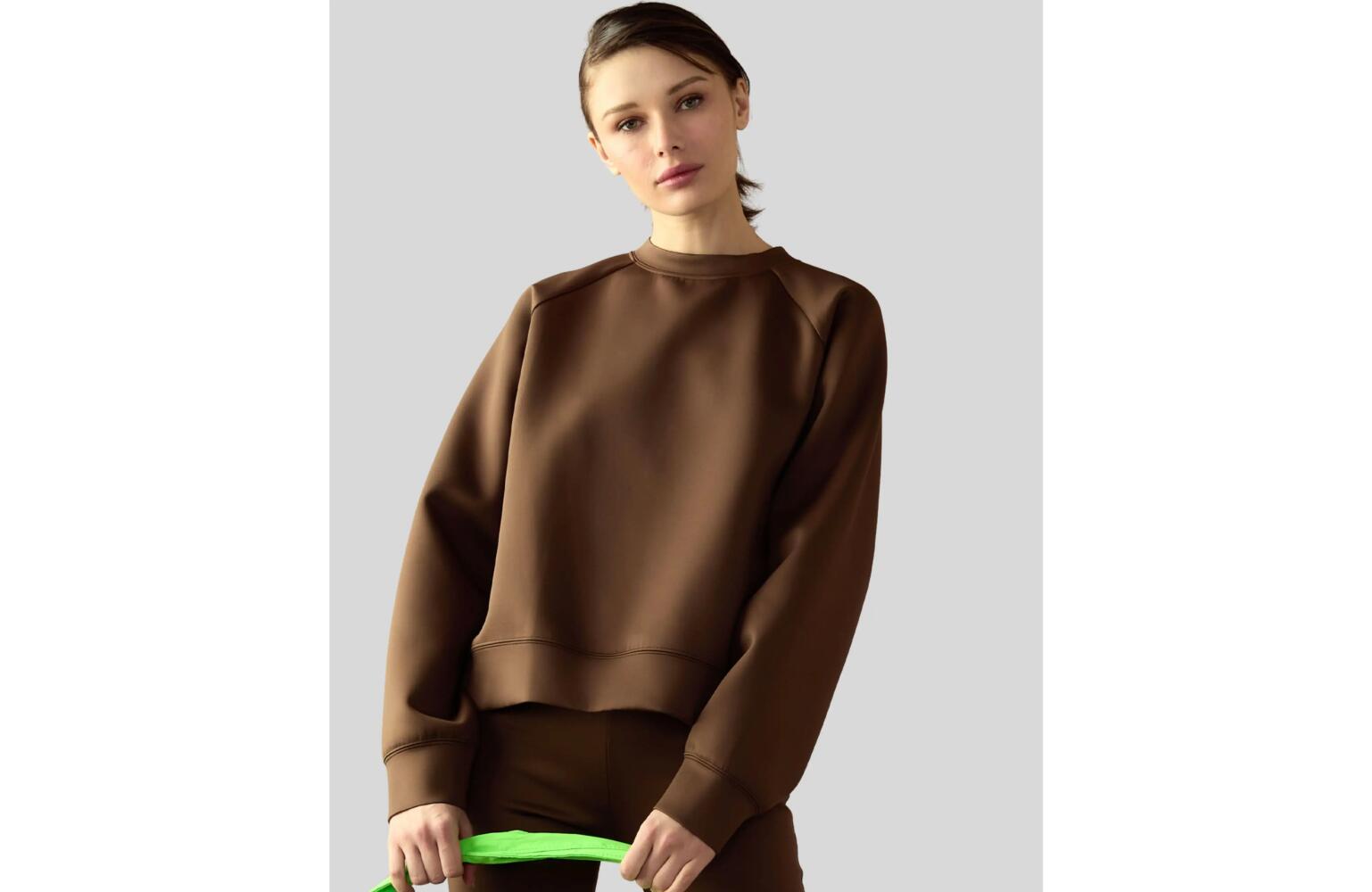 Cynthia Rowley Bonded Pullover Sweatshirt in Brown Cover