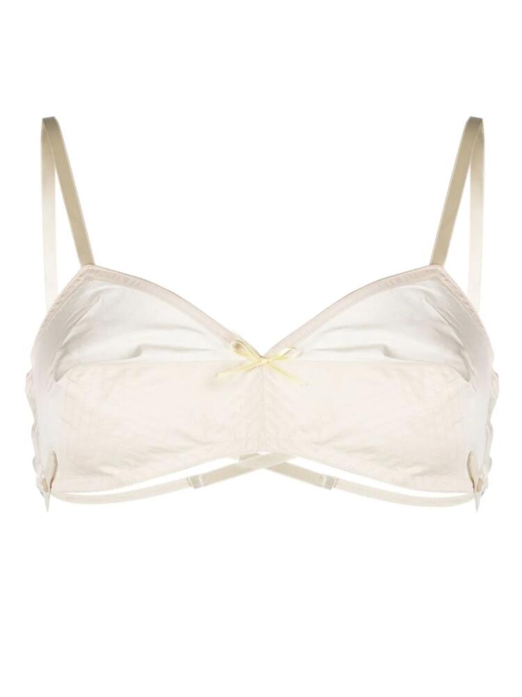 Maison Margiela bow-detail mesh bra - Neutrals Cover