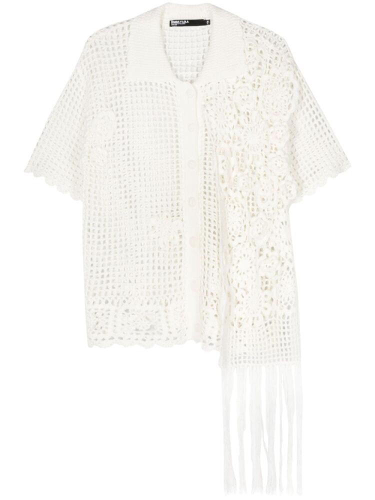 Bimba y Lola fringe-detail open knit cardigan - White Cover