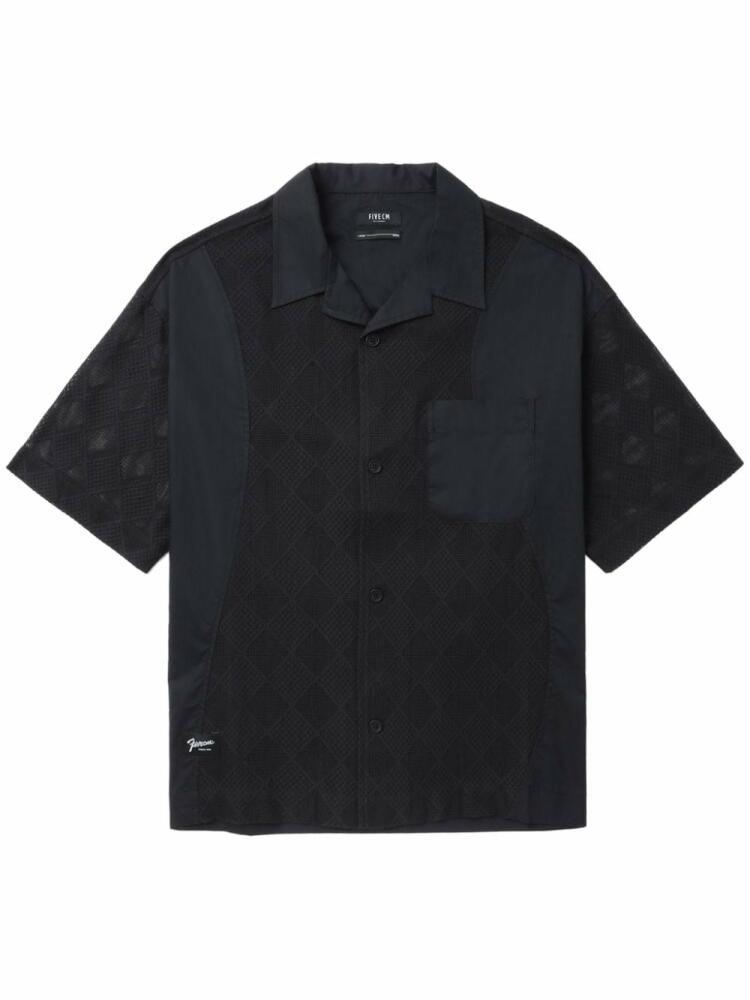 FIVE CM geometric-pattern cotton shirt - Black Cover