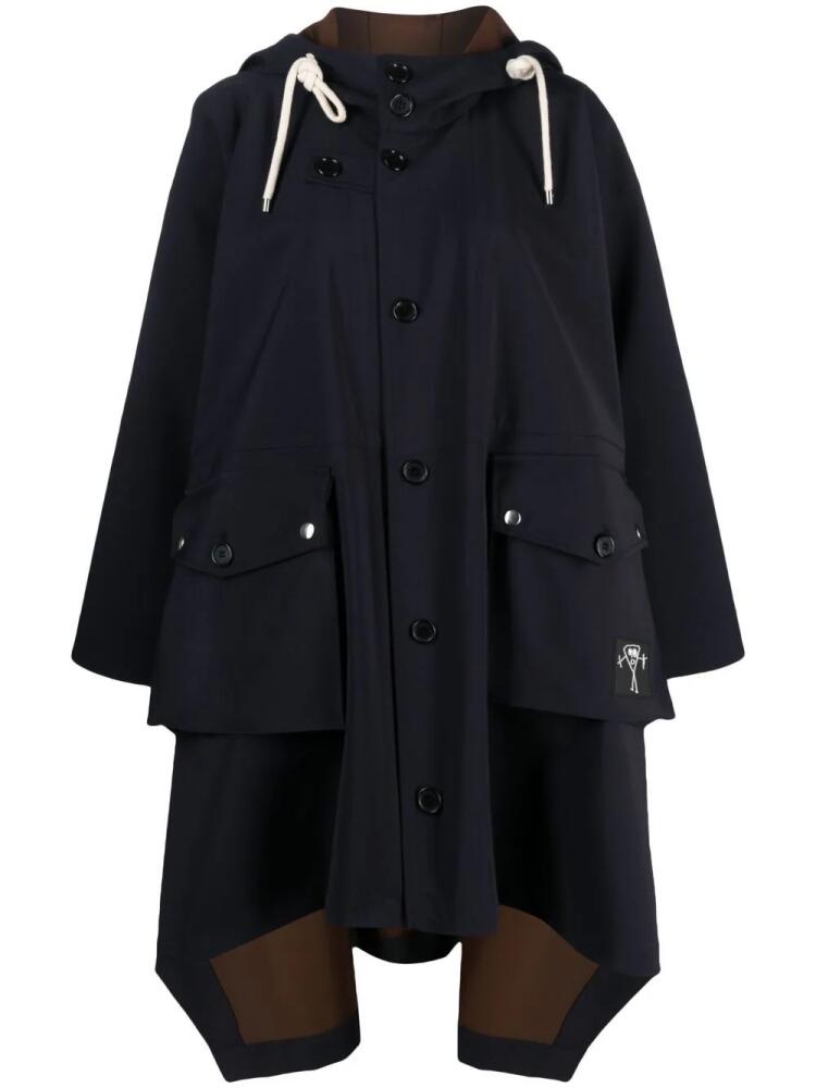 Plan C hooded poncho coat - Blue Cover