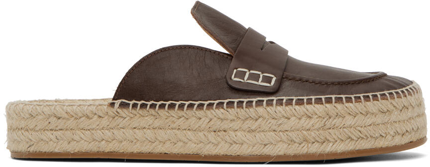 JW Anderson Brown Leather Loafer Mule Espadrilles Cover