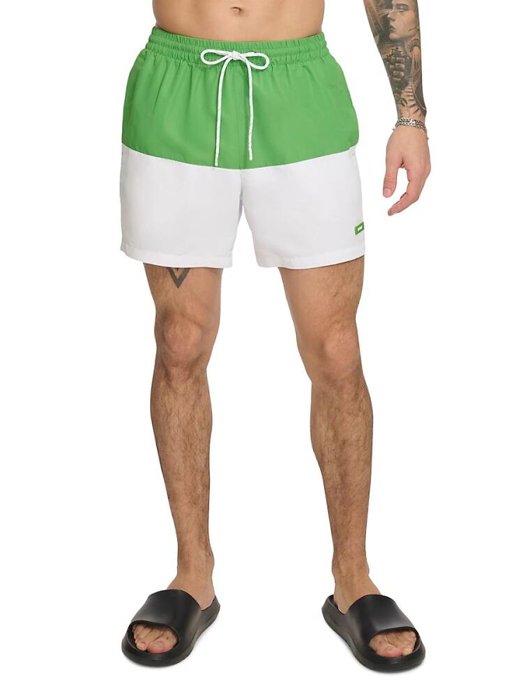 DKNY Men's Colorblock Drawstring Swim Shorts - Green Cover