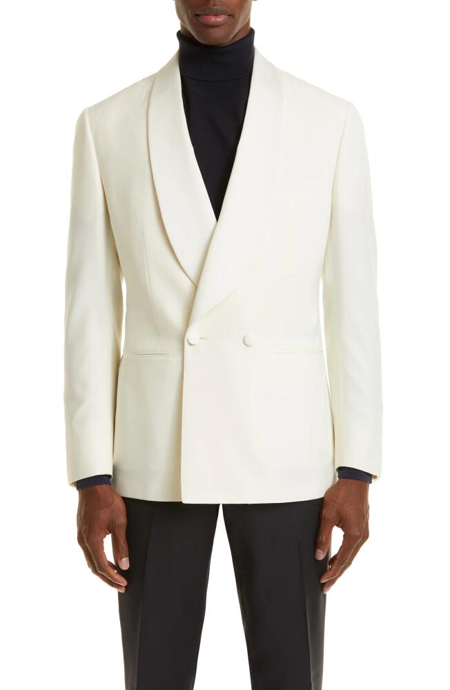 Thom Sweeney Double Breasted Shawl Collar Dinner Jacket in White Cover