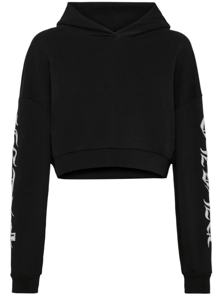 Philipp Plein logo-embroidered cropped hoodie - Black Cover