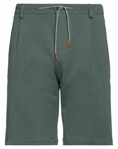 Eleventy Man Shorts & Bermuda Shorts Dark green Cotton, Polyamide, Elastane Cover