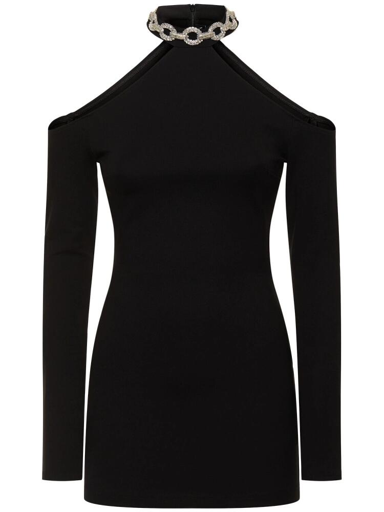 DAVID KOMA Chain Collar Jersey Mini Dress Cover