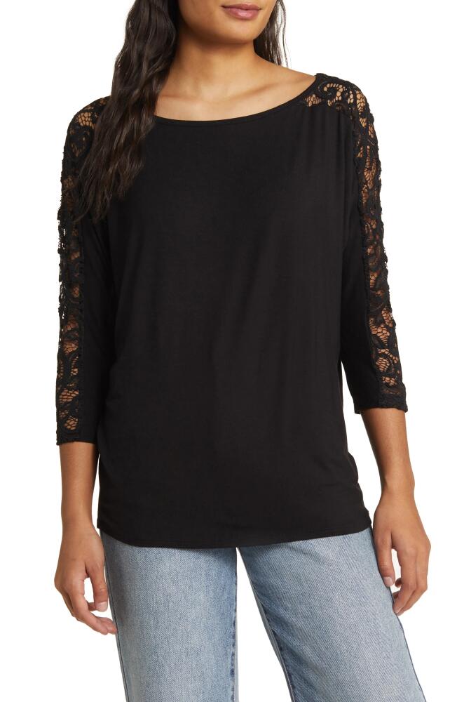 Loveappella Lace Long Sleeve Top in Black Cover