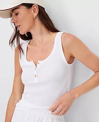 Ann Taylor Weekend Ribbed Henley Tank Top Cover