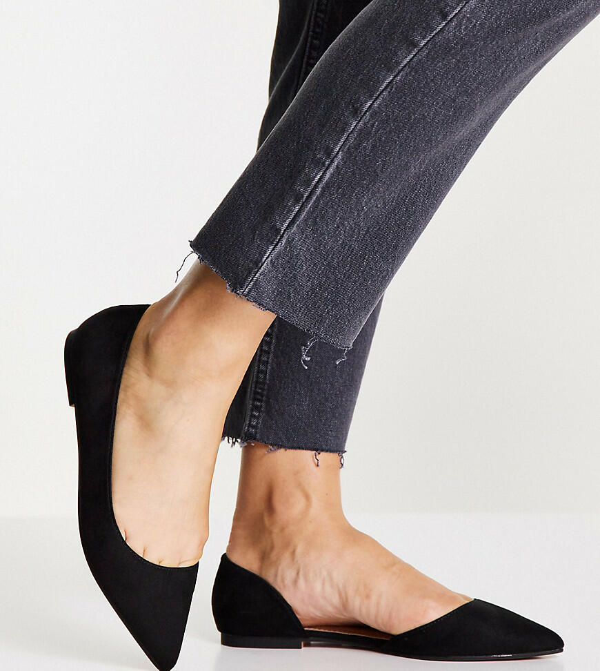 ASOS DESIGN Wide Fit Virtue d'orsay pointed ballet flats in black Cover