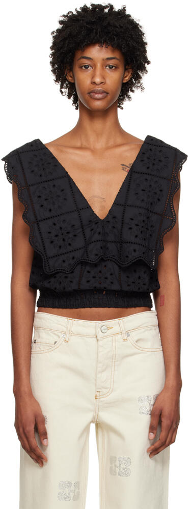 GANNI Black Rhythm Collar Tank Top Cover