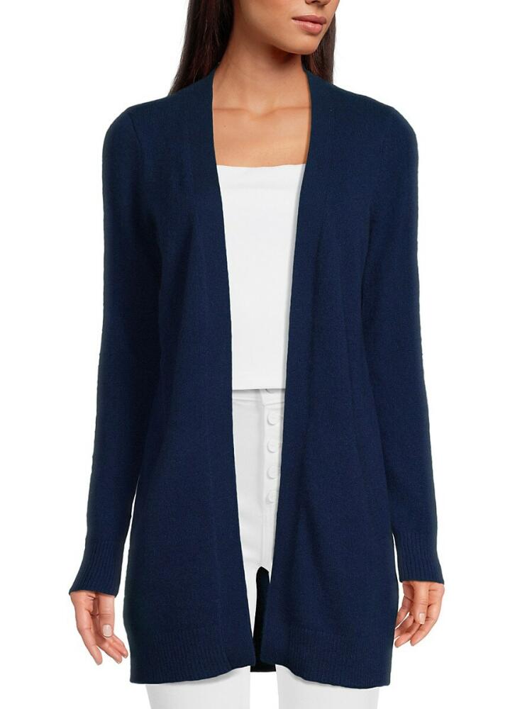 Sofia Cashmere Women's Cashmere Longline Open Front Cardigan - Navy Cover