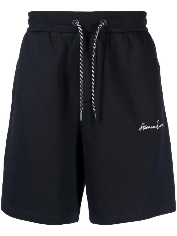 Armani Exchange logo-embroidered drawstring track shorts - Blue Cover