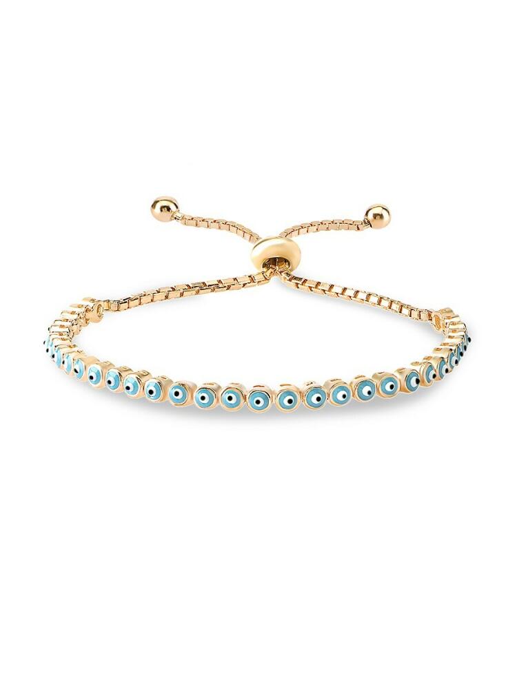 Gabi Rielle Women's 14K Gold Vermeil & Blue Enamel Evil Eye Slider Bracelet Cover