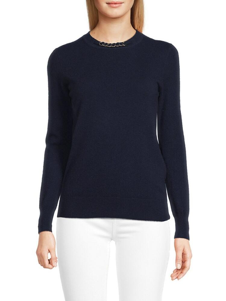 Bruno Magli Women's Cashmere Ribbed Sweater - Navy Cover