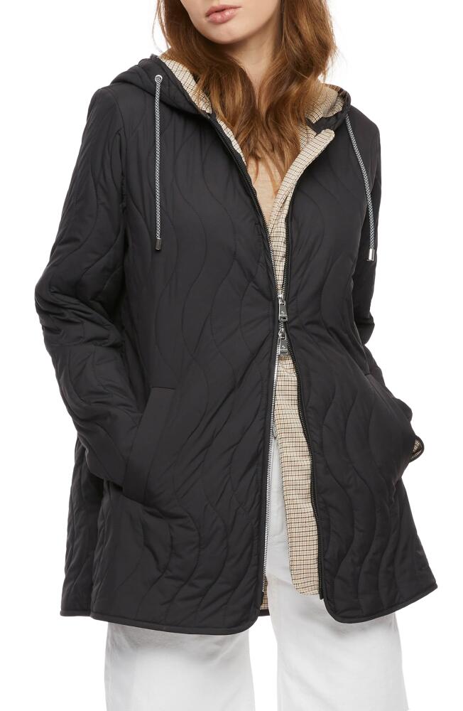 Bernardo Quilted Zip-Up Hooded Jacket in Black Cover