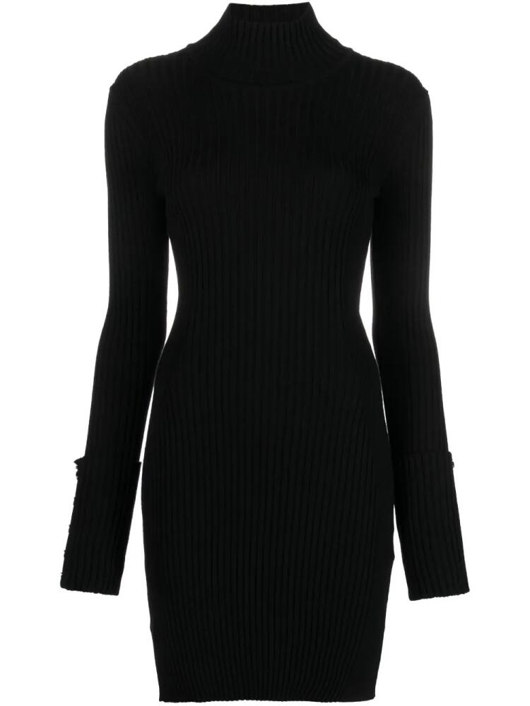 Rabanne high-neck ribbed-knit minidress - Black Cover